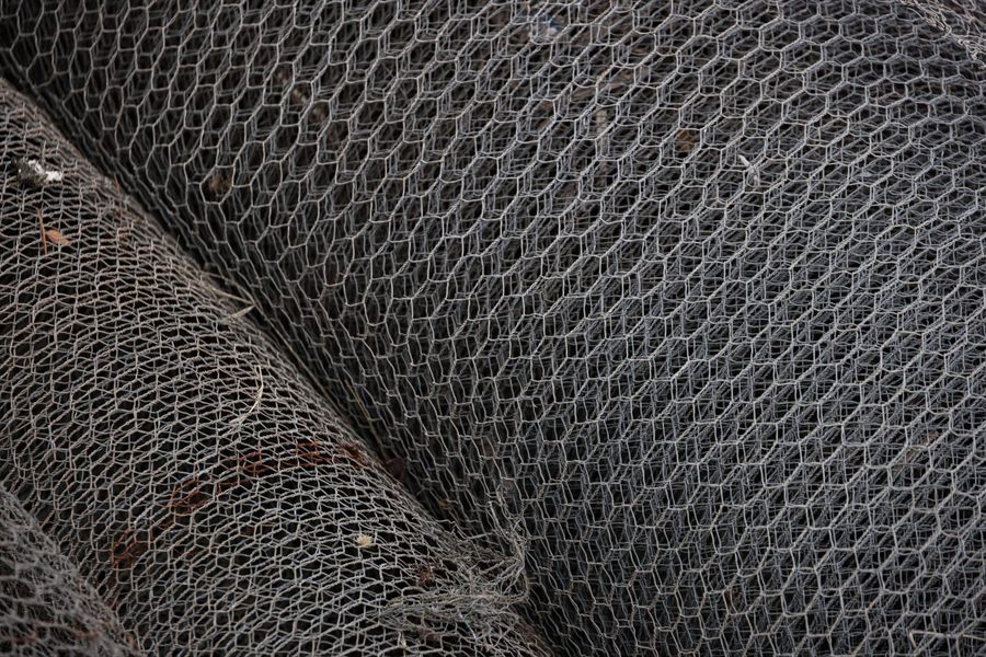 Rolled gray woven mesh